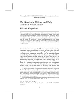 The Situationist Critique and Early Confucian Virtue Ethics* Edward