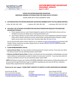 Provider Update 4-11-17 - Northcoast Health Care Management