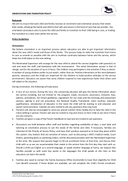 ORIENTATION AND TRANSITION POLICY Rationale We aim to
