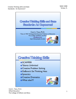 Creative Thinking Skills - College of William and Mary