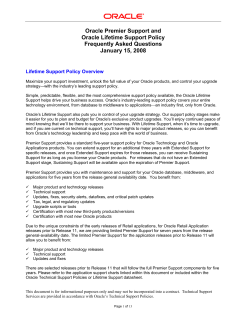 Oracle Premier Support and Oracle Lifetime Policy FAQ