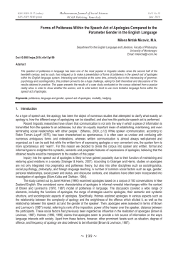 Forms of Politeness Within the Speech Act of Apologies