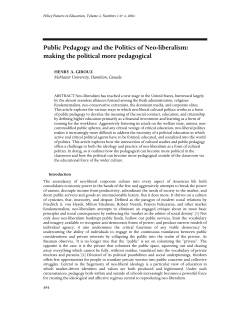 Public Pedagogy and the Politics of Neo-liberalism