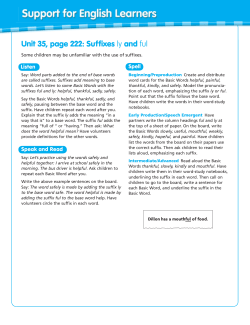 Unit 35, page 222: Suffixes ly and ful