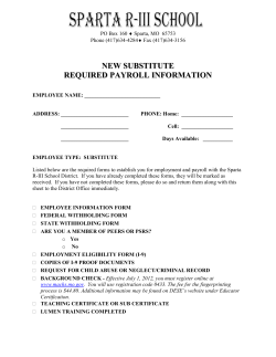 NEW SUBSTITUTE REQUIRED PAYROLL INFORMATION