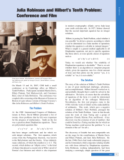 Julia Robinson and Hilbert`s Tenth Problem: Conference and Film