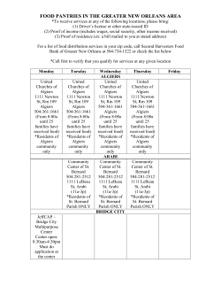 FOOD PANTRIES IN THE GREATER NEW ORLEANS AREA
