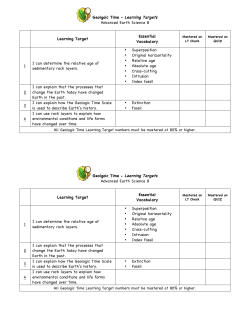 Learning Targets Advanced Earth Science 8 Learning Target