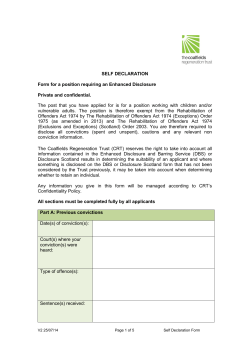 SELF DECLARATION Form for a position requiring an Enhanced