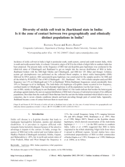 Diversity of sickle cell trait in Jharkhand state in India: Is it the zone