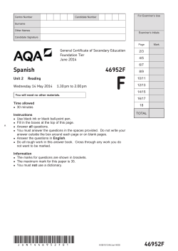 GCSE Spanish Question paper Unit 02