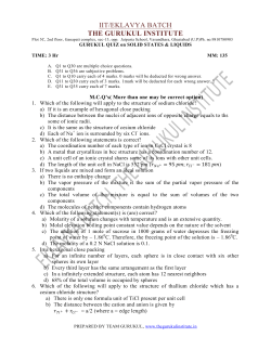 IIT Quiz Chemistry - The Gurukul Institute