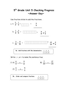 5th Grade Unit 5 Checking Progress ~Answer Key~
