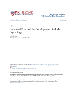 Immanuel Kant and the Development of Modern Psychology