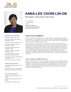 ANNA-LEE CHOW-LIN-ON - Borden Ladner Gervais LLP