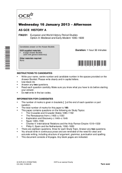 Unit F962/01 - European and world history period studies