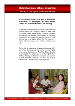 Dutch humanist ethical education Didactic principles and the method