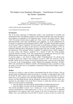 The Subject-Area Quadrant-Allocation &ndash; Classification of