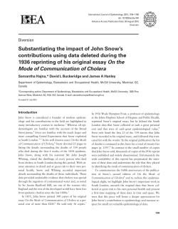 Substantiating the impact of John Snow`s contributions using data
