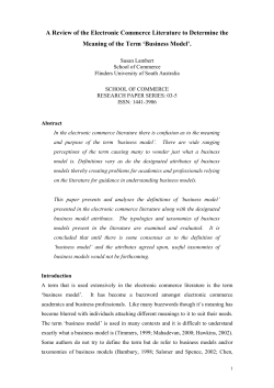 A Review of the Electronic Commerce Literature to Determine the