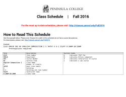 Class Schedule | Fall 2016