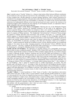 The Left Periphery: &ldquo;Rigid&rdquo; vs. &ldquo;Flexible&rdquo; Syntax Keywords