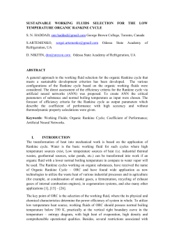 sustainable working fluids selection for the low temperature organic