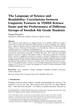 The Language of Science and Readability: Correlations between