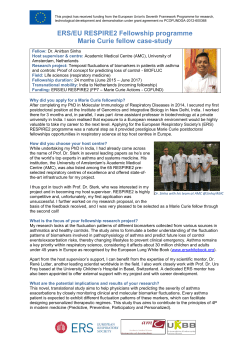 ERS/EU RESPIRE2 Fellowship programme Marie Curie fellow case