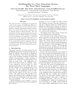 Multilinguality in a Text Generation System For Three Slavic