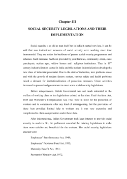 Chapter-III SOCIAL SECURITY LEGISLATIONS AND THEIR
