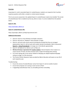 Quest A+ - Written Response Pilot 1 Overview Using Quest A+ and