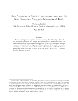 Data Appendix on Market Penetration Costs and the New
