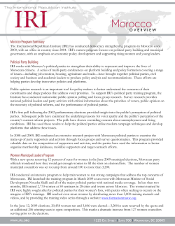 Morocco Program Summary Political Party Building Women