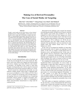 Making Use of Derived Personality