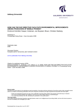 Aalborg Universitet HOW CAN THE EUP DIRECTIVE