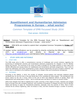 Resettlement and Humanitarian Admission Programmes in