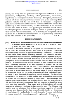 PSYCHOPATHOLOGY. although actively syphilitic, did not present