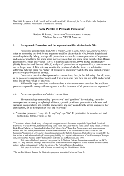 Some Puzzles of Predicate Possessives