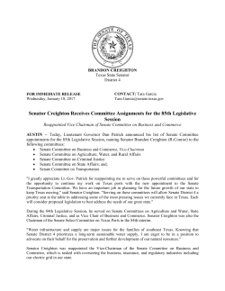 Senator Creighton Receives Committee