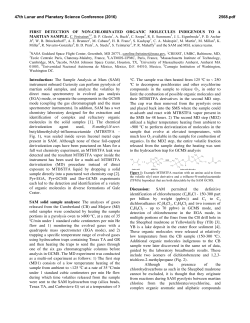 First Detection of Non-Chlorinated Organic - USRA