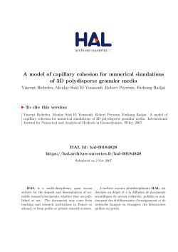 A model of capillary cohesion for numerical simulations of 3D