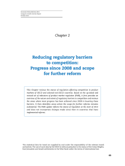 Reducing regulatory barriers to competition: Progress
