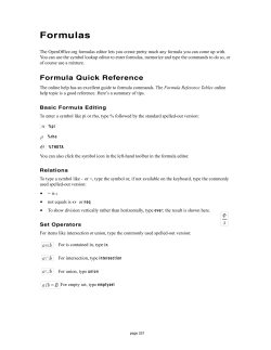 Formulas - OpenOffice.org Training, Tips, and Ideas