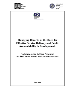 Managing Records as the Basis for Effective Service Delivery and