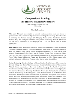 Congressional Briefing The History of Executive Orders