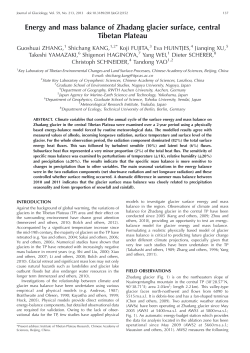 Energy and mass balance of Zhadang glacier surface, central