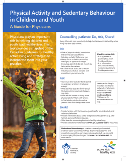 Physical Activity and Sedentary Behaviour in Children and Youth