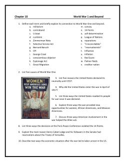Chapter 10 World War 1 and Beyond