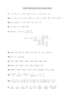 Math 120 Exam #1 Key (Spring 2014) 1 -s 2 - 8t + r 2 = -(-2) 2